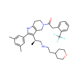 Cc1cc(C)cc(-c2[nH]c3c(c2[C@H](C)CNCCC2CCOCC2)CN(C(=O)Cc2ccccc2C(F)(F)F)CC3)c1 ZINC000028823035