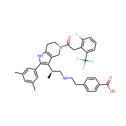 Cc1cc(C)cc(-c2[nH]c3c(c2[C@H](C)CNCCc2ccc(C(=O)O)cc2)CN(C(=O)Cc2c(F)cccc2C(F)(F)F)CC3)c1 ZINC000028823047