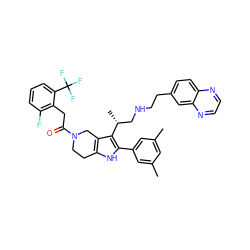 Cc1cc(C)cc(-c2[nH]c3c(c2[C@H](C)CNCCc2ccc4nccnc4c2)CN(C(=O)Cc2c(F)cccc2C(F)(F)F)CC3)c1 ZINC000028823037