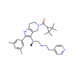 Cc1cc(C)cc(-c2[nH]c3c(c2[C@H](C)CNCCc2ccncc2)CN(C(=O)C2C(C)(C)C2(C)C)CC3)c1 ZINC000028823024