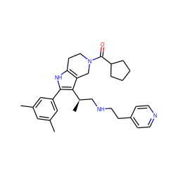 Cc1cc(C)cc(-c2[nH]c3c(c2[C@H](C)CNCCc2ccncc2)CN(C(=O)C2CCCC2)CC3)c1 ZINC000028823015