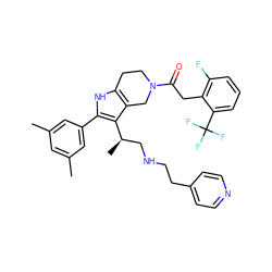 Cc1cc(C)cc(-c2[nH]c3c(c2[C@H](C)CNCCc2ccncc2)CN(C(=O)Cc2c(F)cccc2C(F)(F)F)CC3)c1 ZINC000028823032