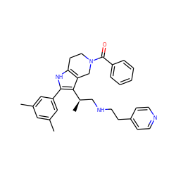 Cc1cc(C)cc(-c2[nH]c3c(c2[C@H](C)CNCCc2ccncc2)CN(C(=O)c2ccccc2)CC3)c1 ZINC000028823026