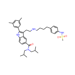 Cc1cc(C)cc(-c2[nH]c3ccc(C(=O)N(CC(C)C)CC(C)C)cc3c2CCNCCCCc2ccc(NS(C)(=O)=O)cc2)c1 ZINC000029413969