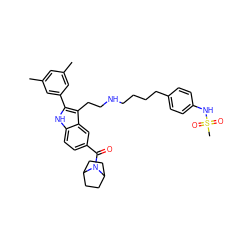 Cc1cc(C)cc(-c2[nH]c3ccc(C(=O)N4C5CCC4CC5)cc3c2CCNCCCCc2ccc(NS(C)(=O)=O)cc2)c1 ZINC000029465596