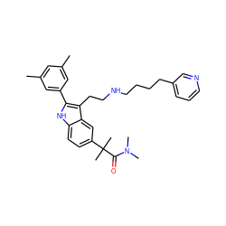 Cc1cc(C)cc(-c2[nH]c3ccc(C(C)(C)C(=O)N(C)C)cc3c2CCNCCCCc2cccnc2)c1 ZINC000029412370