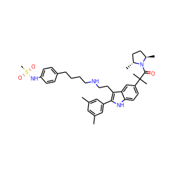 Cc1cc(C)cc(-c2[nH]c3ccc(C(C)(C)C(=O)N4[C@H](C)CC[C@H]4C)cc3c2CCNCCCCc2ccc(NS(C)(=O)=O)cc2)c1 ZINC000004379803