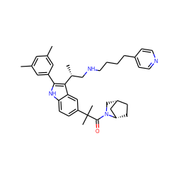 Cc1cc(C)cc(-c2[nH]c3ccc(C(C)(C)C(=O)N4C[C@@H]5CC[C@H]4C5)cc3c2[C@H](C)CNCCCCc2ccncc2)c1 ZINC000026577272