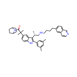 Cc1cc(C)cc(-c2[nH]c3ccc(C(C)(C)C(=O)N4C5CCC4CC5)cc3c2[C@H](C)CNCCCCc2ccc3cnccc3c2)c1 ZINC000027897128