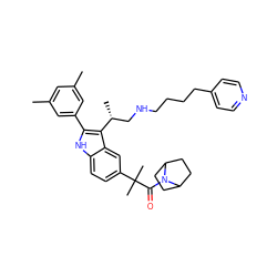 Cc1cc(C)cc(-c2[nH]c3ccc(C(C)(C)C(=O)N4C5CCC4CC5)cc3c2[C@H](C)CNCCCCc2ccncc2)c1 ZINC000001894669