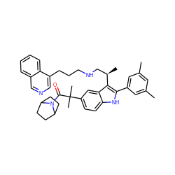 Cc1cc(C)cc(-c2[nH]c3ccc(C(C)(C)C(=O)N4C5CCC4CC5)cc3c2[C@H](C)CNCCCc2cncc3ccccc23)c1 ZINC000027981978