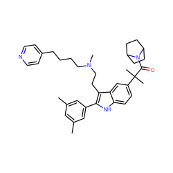 Cc1cc(C)cc(-c2[nH]c3ccc(C(C)(C)C(=O)N4C5CCC4CC5)cc3c2CCN(C)CCCCc2ccncc2)c1 ZINC000002008979