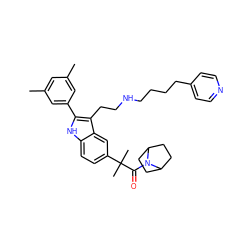 Cc1cc(C)cc(-c2[nH]c3ccc(C(C)(C)C(=O)N4C5CCC4CC5)cc3c2CCNCCCCc2ccncc2)c1 ZINC000029467356