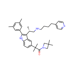 Cc1cc(C)cc(-c2[nH]c3ccc(C(C)(C)C(=O)N4CC(C)(C)C4)cc3c2[C@H](C)CNCCCCc2ccncc2)c1 ZINC000026576834