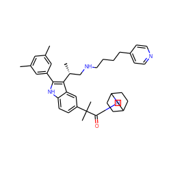 Cc1cc(C)cc(-c2[nH]c3ccc(C(C)(C)C(=O)N4CC5CCC(CC5)C4)cc3c2[C@H](C)CNCCCCc2ccncc2)c1 ZINC000026576936