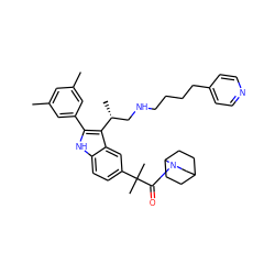 Cc1cc(C)cc(-c2[nH]c3ccc(C(C)(C)C(=O)N4CC5CCC4CC5)cc3c2[C@H](C)CNCCCCc2ccncc2)c1 ZINC000026576937