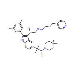 Cc1cc(C)cc(-c2[nH]c3ccc(C(C)(C)C(=O)N4CCC(C)(C)CC4)cc3c2[C@H](C)CNCCCCc2ccncc2)c1 ZINC000026577074