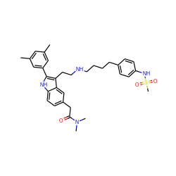 Cc1cc(C)cc(-c2[nH]c3ccc(CC(=O)N(C)C)cc3c2CCNCCCCc2ccc(NS(C)(=O)=O)cc2)c1 ZINC000029414257