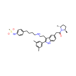 Cc1cc(C)cc(-c2[nH]c3ccc(CC(=O)N4[C@H](C)CC[C@H]4C)cc3c2CCNCCCCc2ccc(NS(C)(=O)=O)cc2)c1 ZINC000029462167