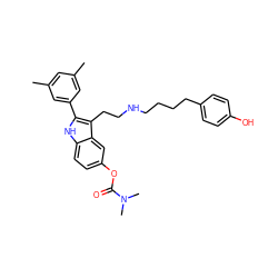 Cc1cc(C)cc(-c2[nH]c3ccc(OC(=O)N(C)C)cc3c2CCNCCCCc2ccc(O)cc2)c1 ZINC000029415380