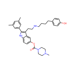 Cc1cc(C)cc(-c2[nH]c3ccc(OC(=O)N4CCN(C)CC4)cc3c2CCNCCCCc2ccc(O)cc2)c1 ZINC000027560979