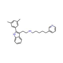 Cc1cc(C)cc(-c2[nH]c3ccccc3c2CCNCCCCCc2cccnc2)c1 ZINC000026019231