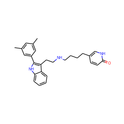 Cc1cc(C)cc(-c2[nH]c3ccccc3c2CCNCCCCc2ccc(=O)[nH]c2)c1 ZINC000026019643