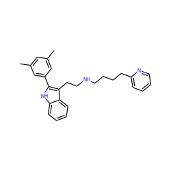 Cc1cc(C)cc(-c2[nH]c3ccccc3c2CCNCCCCc2ccccn2)c1 ZINC000026019699