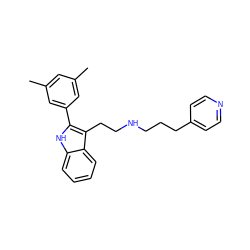 Cc1cc(C)cc(-c2[nH]c3ccccc3c2CCNCCCc2ccncc2)c1 ZINC000026019116