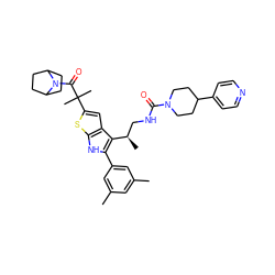 Cc1cc(C)cc(-c2[nH]c3sc(C(C)(C)C(=O)N4C5CCC4CC5)cc3c2[C@H](C)CNC(=O)N2CCC(c3ccncc3)CC2)c1 ZINC000028961440