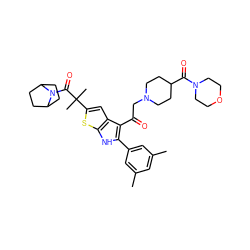 Cc1cc(C)cc(-c2[nH]c3sc(C(C)(C)C(=O)N4C5CCC4CC5)cc3c2C(=O)CN2CCC(C(=O)N3CCOCC3)CC2)c1 ZINC000028961673