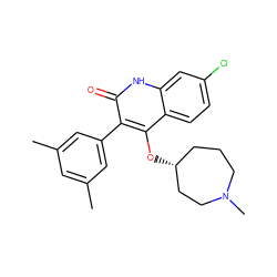 Cc1cc(C)cc(-c2c(O[C@@H]3CCCN(C)CC3)c3ccc(Cl)cc3[nH]c2=O)c1 ZINC000026579193