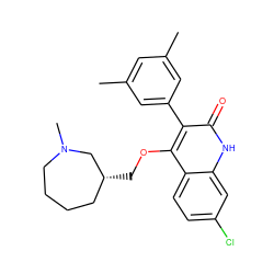 Cc1cc(C)cc(-c2c(OC[C@@H]3CCCCN(C)C3)c3ccc(Cl)cc3[nH]c2=O)c1 ZINC000026578575