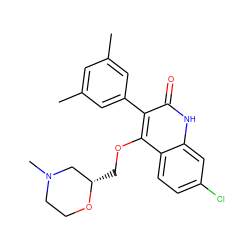 Cc1cc(C)cc(-c2c(OC[C@H]3CN(C)CCO3)c3ccc(Cl)cc3[nH]c2=O)c1 ZINC000026579104