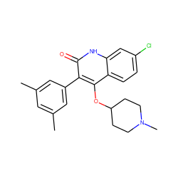 Cc1cc(C)cc(-c2c(OC3CCN(C)CC3)c3ccc(Cl)cc3[nH]c2=O)c1 ZINC000026575913