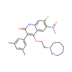 Cc1cc(C)cc(-c2c(OCC[C@@H]3CCCCCN3)c3cc([N+](=O)[O-])c(Cl)cc3[nH]c2=O)c1 ZINC000026577396