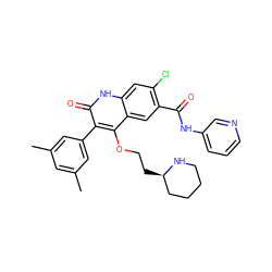 Cc1cc(C)cc(-c2c(OCC[C@@H]3CCCCN3)c3cc(C(=O)Nc4cccnc4)c(Cl)cc3[nH]c2=O)c1 ZINC000027519024