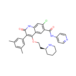 Cc1cc(C)cc(-c2c(OCC[C@@H]3CCCCN3)c3cc(C(=O)Nc4ccncc4)c(Cl)cc3[nH]c2=O)c1 ZINC000027517860