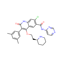 Cc1cc(C)cc(-c2c(OCC[C@@H]3CCCCN3)c3cc(C(=O)Nc4ccncn4)c(Cl)cc3[nH]c2=O)c1 ZINC000027517512