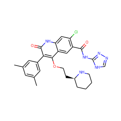 Cc1cc(C)cc(-c2c(OCC[C@@H]3CCCCN3)c3cc(C(=O)Nc4nnc[nH]4)c(Cl)cc3[nH]c2=O)c1 ZINC000027520661