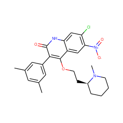 Cc1cc(C)cc(-c2c(OCC[C@@H]3CCCCN3C)c3cc([N+](=O)[O-])c(Cl)cc3[nH]c2=O)c1 ZINC000026577343