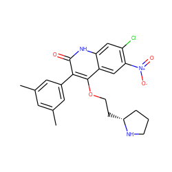 Cc1cc(C)cc(-c2c(OCC[C@@H]3CCCN3)c3cc([N+](=O)[O-])c(Cl)cc3[nH]c2=O)c1 ZINC000026579519