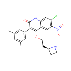 Cc1cc(C)cc(-c2c(OCC[C@@H]3CCN3)c3cc([N+](=O)[O-])c(Cl)cc3[nH]c2=O)c1 ZINC000026579001