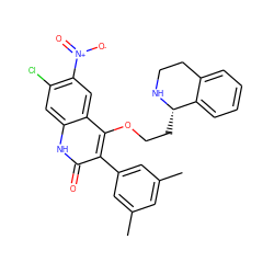 Cc1cc(C)cc(-c2c(OCC[C@@H]3NCCc4ccccc43)c3cc([N+](=O)[O-])c(Cl)cc3[nH]c2=O)c1 ZINC000029476318