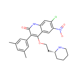 Cc1cc(C)cc(-c2c(OCC[C@H]3CCCCN3)c3cc([N+](=O)[O-])c(Cl)cc3[nH]c2=O)c1 ZINC000026577869