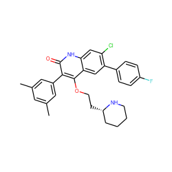 Cc1cc(C)cc(-c2c(OCC[C@H]3CCCCN3)c3cc(-c4ccc(F)cc4)c(Cl)cc3[nH]c2=O)c1 ZINC000071316163