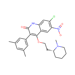 Cc1cc(C)cc(-c2c(OCC[C@H]3CCCCN3C)c3cc([N+](=O)[O-])c(Cl)cc3[nH]c2=O)c1 ZINC000026577342