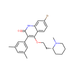 Cc1cc(C)cc(-c2c(OCC[C@H]3CCCCN3C)c3ccc(Br)cc3[nH]c2=O)c1 ZINC000026577349