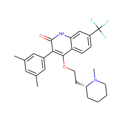 Cc1cc(C)cc(-c2c(OCC[C@H]3CCCCN3C)c3ccc(C(F)(F)F)cc3[nH]c2=O)c1 ZINC000026577347