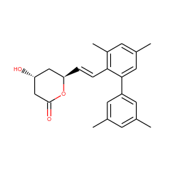 Cc1cc(C)cc(-c2cc(C)cc(C)c2/C=C/[C@@H]2C[C@@H](O)CC(=O)O2)c1 ZINC000029482123